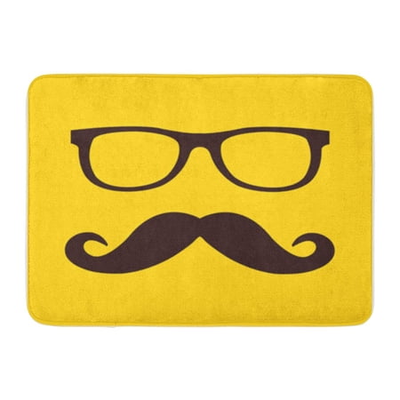 LADDKE App Vector Mustache and Glasses Icon Application Art Black Bowler Doormat Floor Rug Bath Mat 30x18 inch