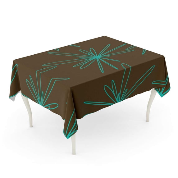 LADDKE Artistic Abstract Pattern in Teal and Brown Creative Drawn Tablecloth Table Desk Cover Home Party Decor 60x104 inch