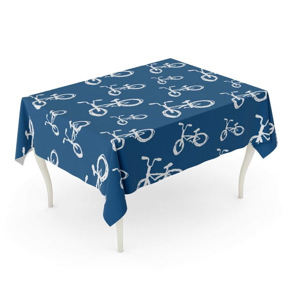 LADDKE Bike Pattern with Ink Sketch Bicycle Chalk Black Cartoon Cute Cycle Doodle Tablecloth Table Desk Cover Home Party Decor 60x84 inch