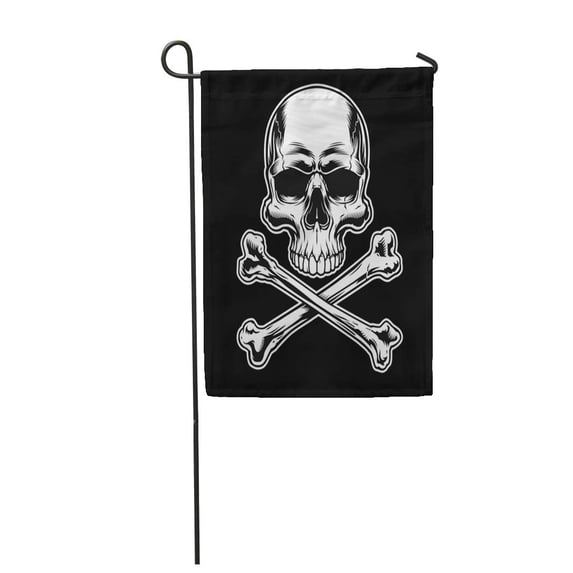 LADDKE Biker Skull and Crossbones on Black Tattoo Reaper Patch Gang Garden Flag Decorative Flag House Banner 12x18 inch