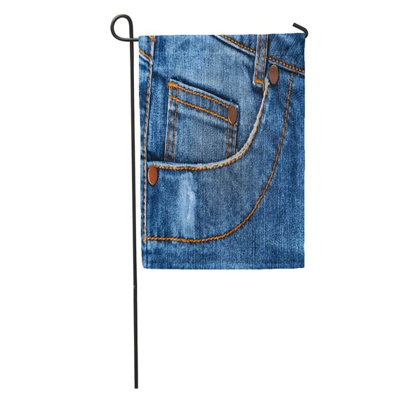 LADDKE Blue Button Pocket of Jeans Denim Canvas Classic Detail Fiber Garment Garden Flag Decorative Flag House Banner 28x40 inch
