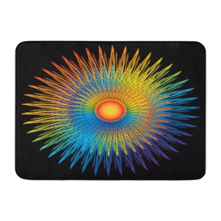 LADDKE Blue Circle Rainbow Sunburst Green Colors Graphic Pattern Rays Doormat Floor Rug Bath Mat 30x18 inch
