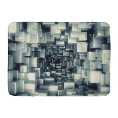LADDKE Blue Cube Abstract Geometric Pattern Architecture Stone Wall Concrete Doormat Floor Rug Bath Mat 23.6x15.7 inch