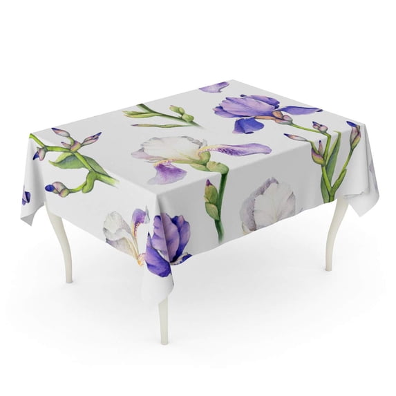 LADDKE Botanical Watercolor Iris Flower Artistic Beautiful Bloom Blossom Botany Tablecloth Table Desk Cover Home Party Decor 60x104 inch