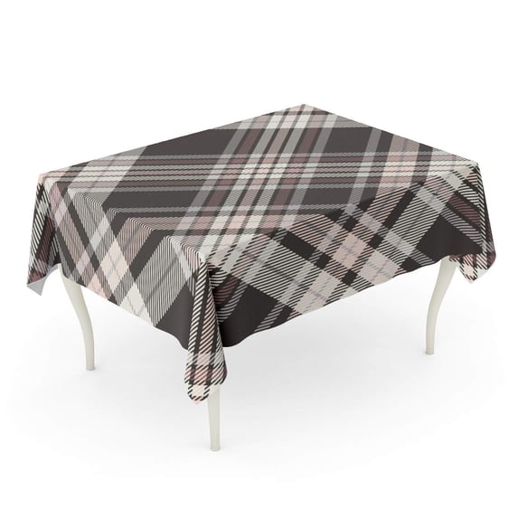 LADDKE Brown British Plaid Printing Pattern in Brownish Black Pink Gray Cream and Maroon Check Tablecloth Table Desk Cover Home Party Decor 60x84 inch