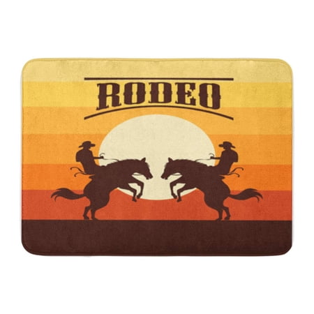 LADDKE Brown Rodeo Cowboy Silhouette Riding on Wild Horse Doormat Floor Rug Bath Mat 30x18 inch