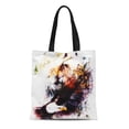 thumbnail image 1 of LADDKE Canvas Bag Resuable Tote Grocery Shopping Bags Portrait Tiger Eagle Color Abstract Vintage and Structure Eye Tote Bag, 1 of 1