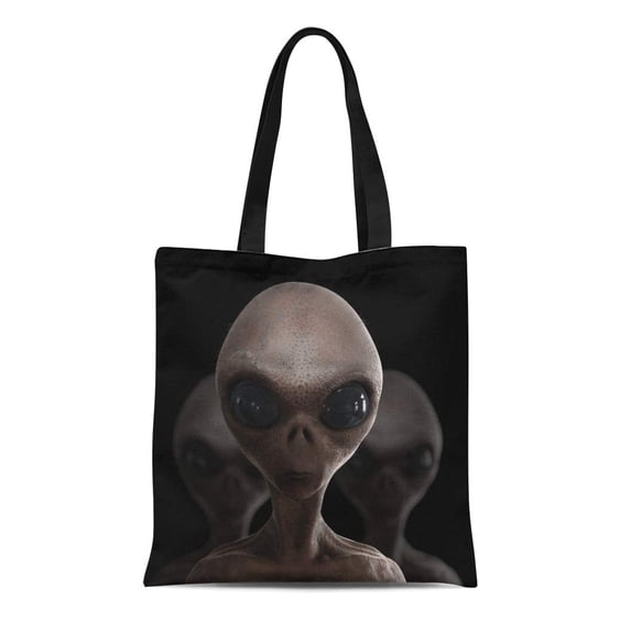LADDKE Canvas Tote Bag Blue Fiction Aliens Gray Extraterrestrial Roswell Creature Horror Ufo Reusable Shoulder Grocery Shopping Bags Handbag
