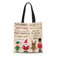 thumbnail image 1 of LADDKE Canvas Tote Bag Christmas Characters Santa Elf Reindeer Nutcracker and Lettering Text Reusable Shoulder Grocery Shopping Bags Handbag, 1 of 1