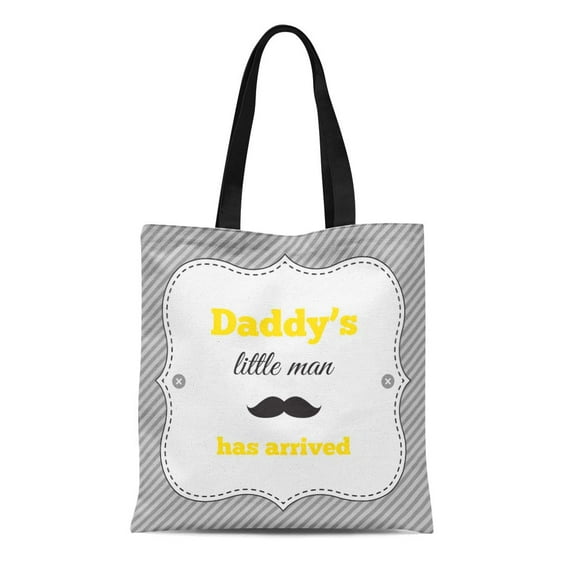 LADDKE Canvas Tote Bag Colorful Baby Mustache Party Yellow Black White Gray Colors Durable Reusable Shopping Shoulder Grocery Bag