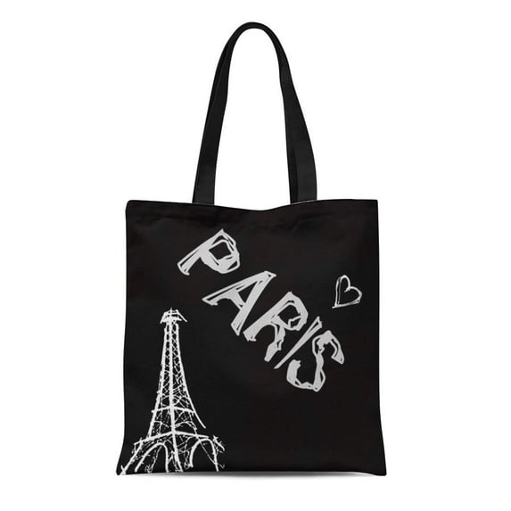 LADDKE Canvas Tote Bag Cute Paris Girl Adult Teen Effel Tower Luxury Reusable Handbag Shoulder Grocery Shopping Bags