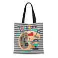 thumbnail image 1 of LADDKE Canvas Tote Bag Cute Pirate Treasure Map for Children Room Ahoy Adorable Reusable Shoulder Grocery Shopping Bags Handbag, 1 of 1