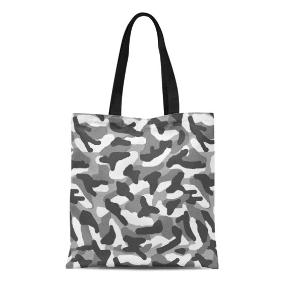 LADDKE Canvas Tote Bag Girl Grey Gray Camo Boy Birthday Reusable Handbag Shoulder Grocery Shopping Bags