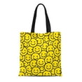 thumbnail image 1 of LADDKE Canvas Tote Bag Pattern Yellow Smile Face Smiley Happy Mood Funny Fun Durable Reusable Shopping Shoulder Grocery Bag, 1 of 1