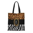 thumbnail image 1 of LADDKE Canvas Tote Bag Popular Zebra and Leopard Monogram Pattern Stripes Reusable Handbag Shoulder Grocery Shopping Bags, 1 of 1