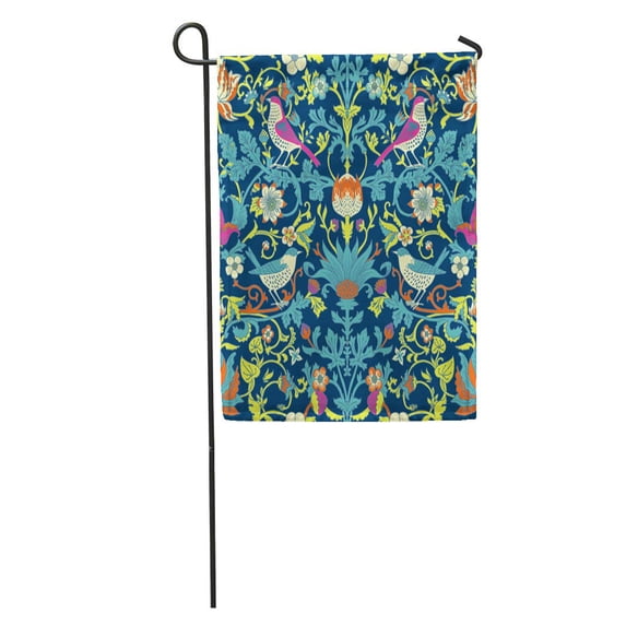 LADDKE Colorful Morris Dark Enchanted Vintage Flowers and Birds Magic Forest William Garden Flag Decorative Flag House Banner 12x18 inch