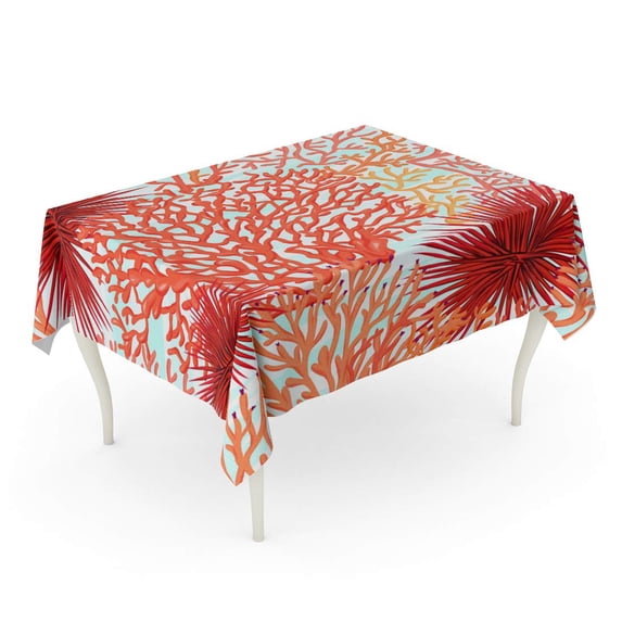 LADDKE Colorful Sea World Corals on Blue Stock Aquarium Tablecloth Table Desk Cover Home Party Decor 52x70 inch