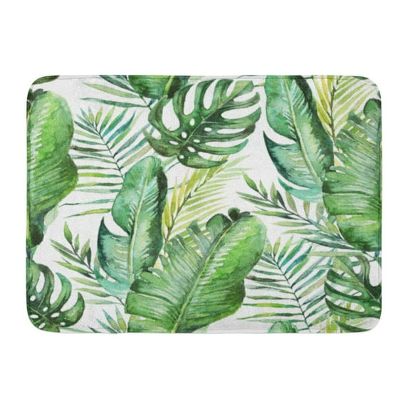 LADDKE Colorful Tropic Green Tropical Palm Fern Leaves on Watercolor Hand Jungle Foliage Watercolour Doormat Floor Rug Bath Mat 23.6x15.7 inch