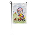 thumbnail image 1 of LADDKE Cute Bear Drive Motorcycle Kids Cartoon Funny Turtle Backpack Garden Flag Decorative Flag House Banner 12x18 inch, 1 of 2