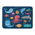 thumbnail image 1 of LADDKE Cute Ocean on Dark Childish of Whale Fish Dolphin Turtle Shark Jellyfish Crab Octopus Asteroid Doormat Floor Rug Bath Mat 23.6x15.7 inch, 1 of 1