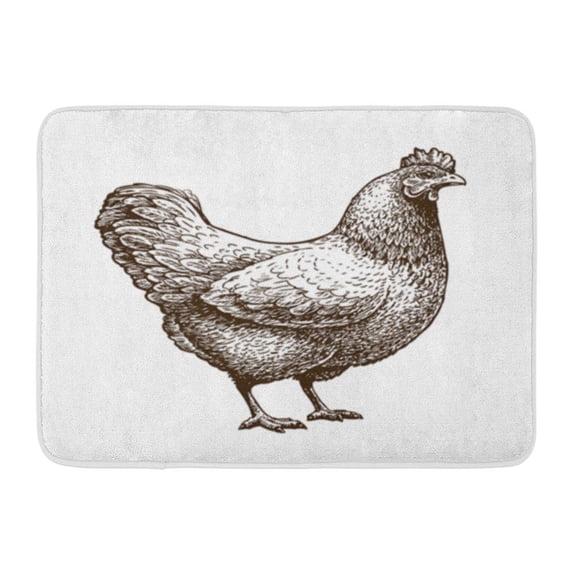 LADDKE Drawing Chicken Hen Poultry Broiler Farm Vintage Sketch Farmer Doormat Floor Rug Bath Mat 30x18 inch