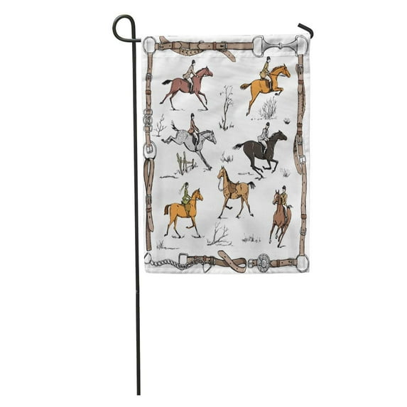 LADDKE Equestrian Sport Fox Hunting Horse Riders English on Landscape England Steeplechase Tradition in Belt Bit Garden Flag Decorative Flag House Banner 12x18 inch