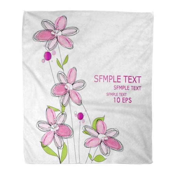 LADDKE Flannel Throw Blanket Birth Pink Spring Beautiful Flowers Green Day Drawing Sweet Soft for Bed Sofa and Couch 58x80 Inches