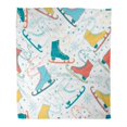 thumbnail image 1 of LADDKE Flannel Throw Blanket Blue Ice Skates Patterns Snowflakes and Snow Colorful Soft for Bed Sofa and Couch 50x60 Inches, 1 of 1