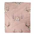 thumbnail image 1 of LADDKE Flannel Throw Blanket Bohemiamn of Watercolor Floral Boho Antler Western Vintage Deer Soft for Bed Sofa and Couch 58x80 Inches, 1 of 1