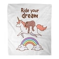 thumbnail image 1 of LADDKE Flannel Throw Blanket Colorful Sleep Sloth Riding Unicorn Ride Your Dream Quote Pink 50x60 Inch Lightweight Cozy Plush Fluffy Warm Fuzzy Soft, 1 of 4