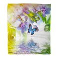 thumbnail image 1 of LADDKE Flannel Throw Blanket Purple Blue Beautiful Floral of Tropical Orchids Pink Beauty Soft for Bed Sofa and Couch 50x60 Inches, 1 of 1