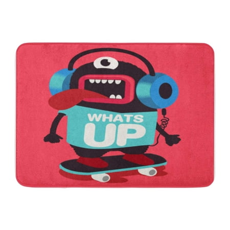 LADDKE Funky Skater Monster Character Urban Abstract Skate Sport Skateboard Doormat Floor Rug Bath Mat 23.6x15.7 inch