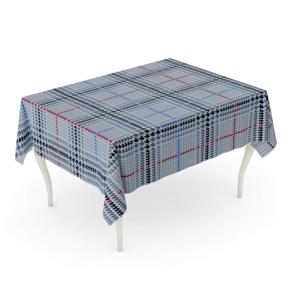 LADDKE Gray Abstract Hounds Tooth End Glen Plaid Printing Pattern Check Azure Black Checker Ch Tablecloth Table Desk Cover Home Party Decor 60x104 inch
