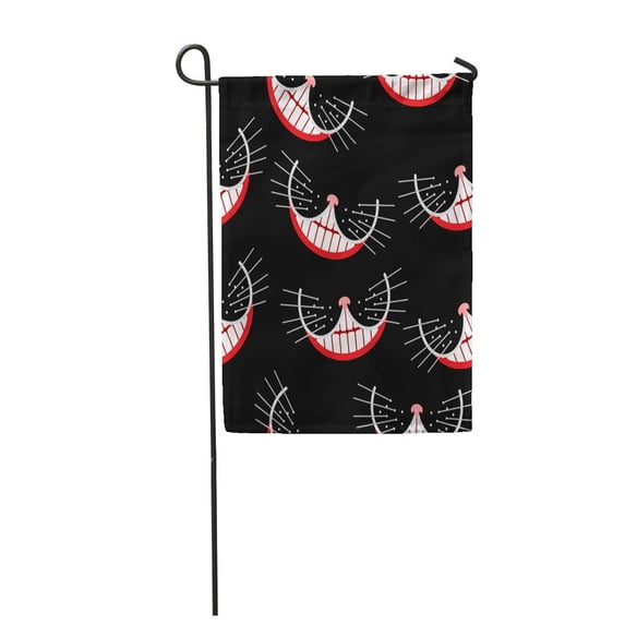 LADDKE Hatter Cheshire Cat Smile Mad Pattern Party Alice Fairy Garden Flag Decorative Flag House Banner 12x18 inch