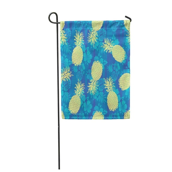 LADDKE Ikat Hibiscus and Pineapples Hawaiian Pattern Aloha Flower Fruit Garden Flag Decorative Flag House Banner 28x40 inch