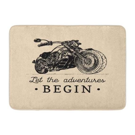 LADDKE Let The Adventures Begin Inspirational Motorcycle for Mc Sign Doormat Floor Rug Bath Mat 23.6x15.7 inch