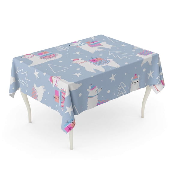 LADDKE Llama Christmas Lama Alpaca America Cartoon Character Children Tablecloth Table Desk Cover Home Party Decor 60x120 inch