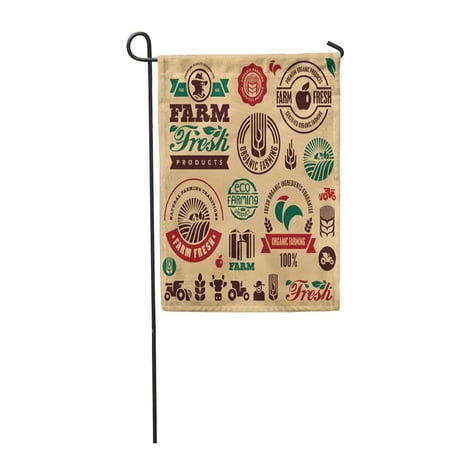 LADDKE Market Farm Fresh Labels Organic Farming Sign Farmer Agriculture Vegetable Garden Flag Decorative Flag House Banner 28x40 inch