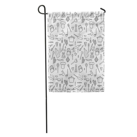 LADDKE Pattern Cooking Utensils and Tools Doodle Cutlery Object Chef Restaurant Garden Flag Decorative Flag House Banner 28x40 inch
