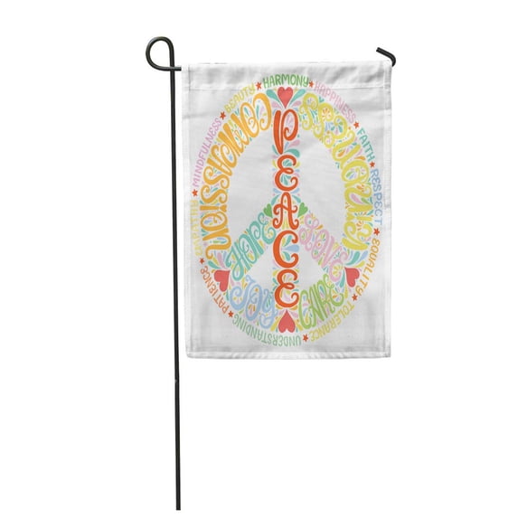 LADDKE Peace Sign Lettering Words Love Hope Care Kindness Joy Garden Flag Decorative Flag House Banner 12x18 inch