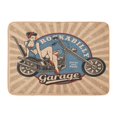 thumbnail image 1 of LADDKE Pin Up Girl on Motorcycle Monochrome Vintage All Text are Separate Layer Color Raster Doormat Floor Rug Bath Mat 23.6x15.7 inch, 1 of 1