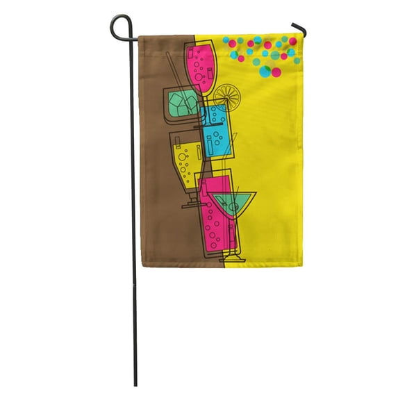 LADDKE Pink Drink for Bar New Year Party Cocktail Retro Restaurant Garden Flag Decorative Flag House Banner 28x40 inch