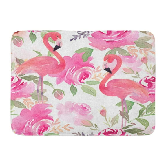 LADDKE Pink Pattern Watercolor Floral Flamingo Tropical Aquarelle Artistic Doormat Floor Rug Bath Mat 23.6x15.7 inch