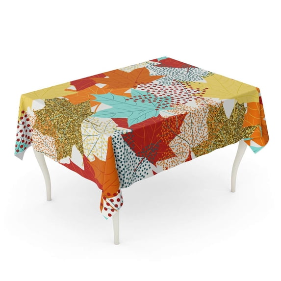 LADDKE Red Thanksgiving Fall Maple Leaves Orange Pattern Autumn Leaf Tablecloth Table Desk Cover Home Party Decor 60x84 inch
