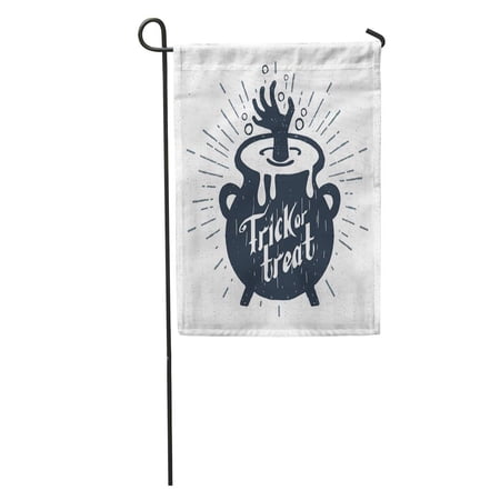 LADDKE Sign Halloween Label Cauldron and Trick Treat Lettering Vintage Spooky Garden Flag Decorative Flag House Banner 28x40 inch