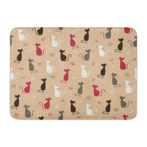 LADDKE Stylish Pink Cats Pattern Vector Illustration Seamless Wild Fabric Doormat Floor Rug Bath Mat 30x18 inch