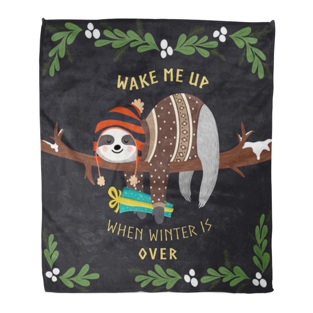 LADDKE Throw Blanket 50x60 Inches Cute Baby Sloth Sleeping Tree
