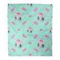 thumbnail image 1 of LADDKE Throw Blanket 58x80 Inches Cute Pattern Cats Pink Bows and Stars on Blue Children Kawaii Warm Flannel Soft Blanket for Couch Sofa Bed, 1 of 1