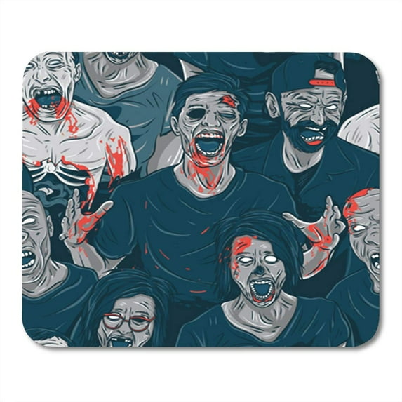 LADDKE Vector Zombie Walking Out Seamless Pattern Background Wallpaper Monster Skull Mousepad Mouse Pad Mouse Mat 9x10 inch