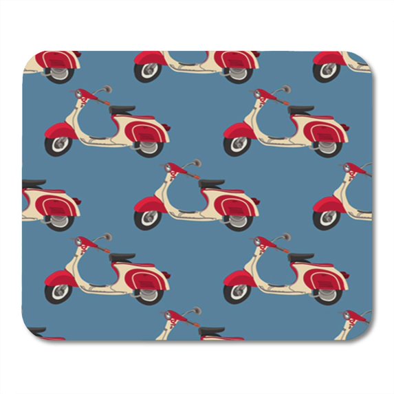 LADDKE Vintage Retro Motor Scooter Seamless Pattern with Italy Background Vector Mousepad Mouse Pad Mouse Mat 9x10 inch